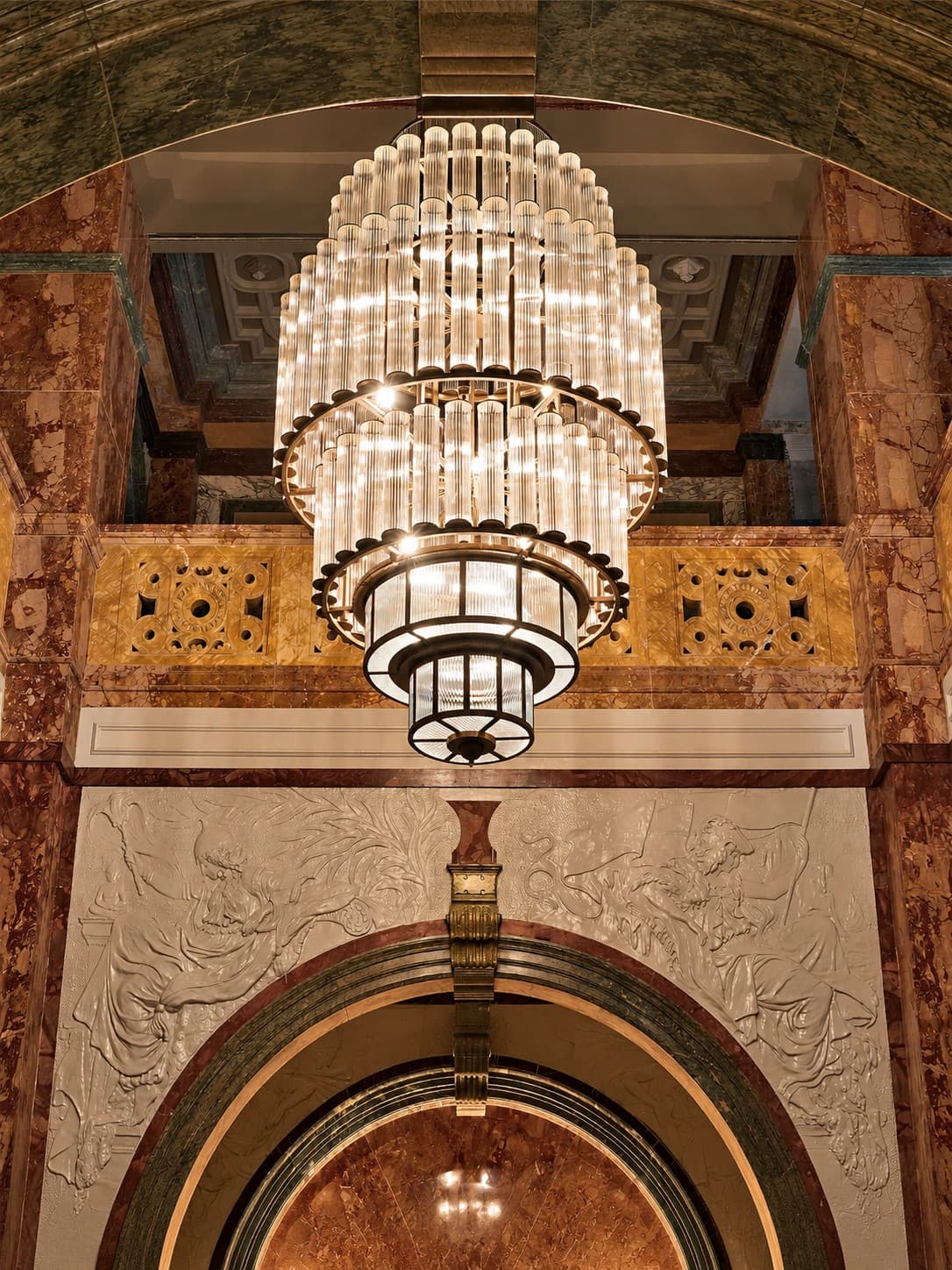Hospitality interior with decorative lighting and refined spatial details