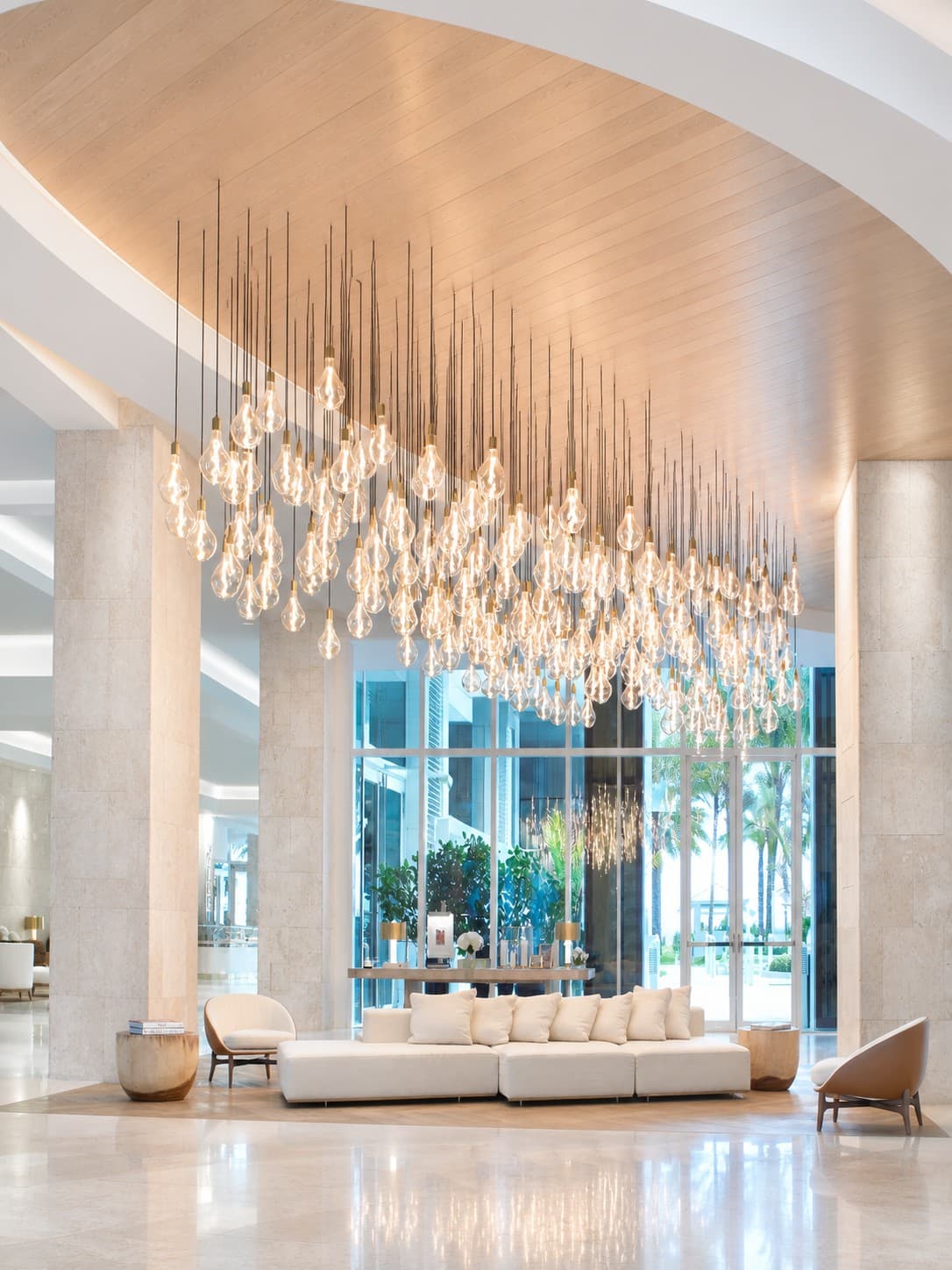 Public and shared space with contemporary architectural lighting