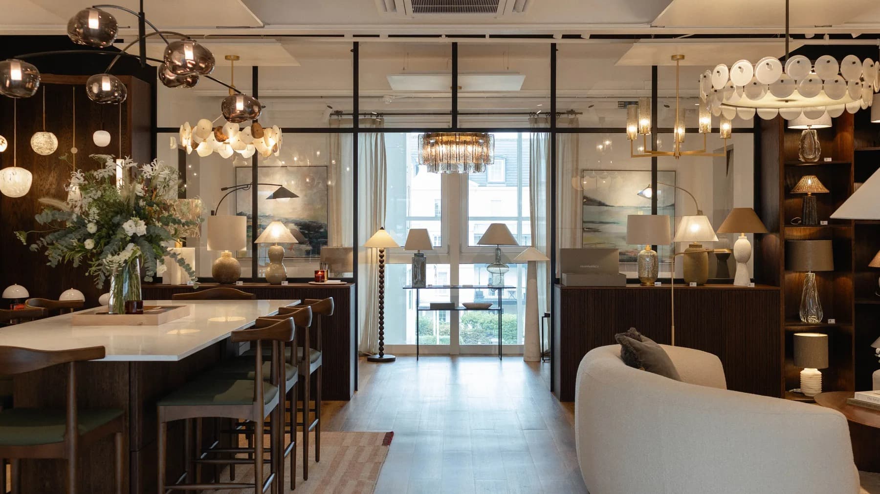 Heathfield showroom interior featuring decorative lighting displays